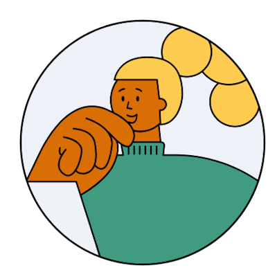 Persona Busy College Caulyne Cartoon illustration of a male with a blond ponytail