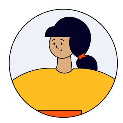 Persona Extrovert Employee Cicely Cartoon illustration of a female with black hair