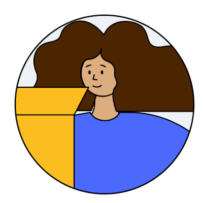 Persona Online-Only College Emily Cartoon illustration of a female with laterally large brown hair