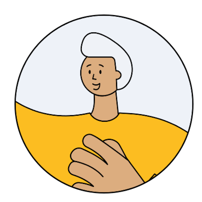 Persona Worn College Elder William Cartoon illustration of a male with white hair