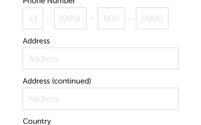 Mobile settings comp depicting a profile entry screen