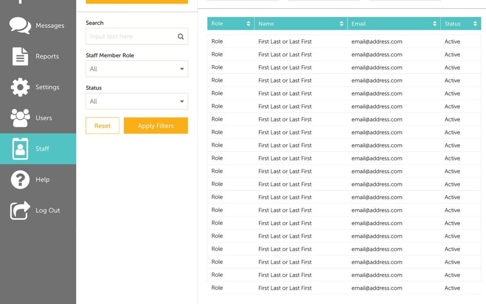 A screenshot depicting the staff management dashboard 1