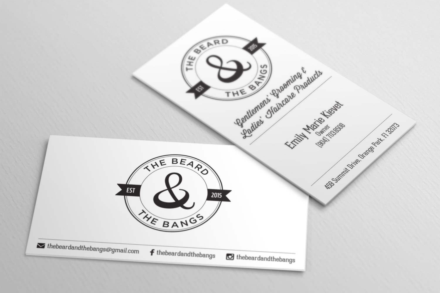 The Beard and the Bangs Business Cards mockup